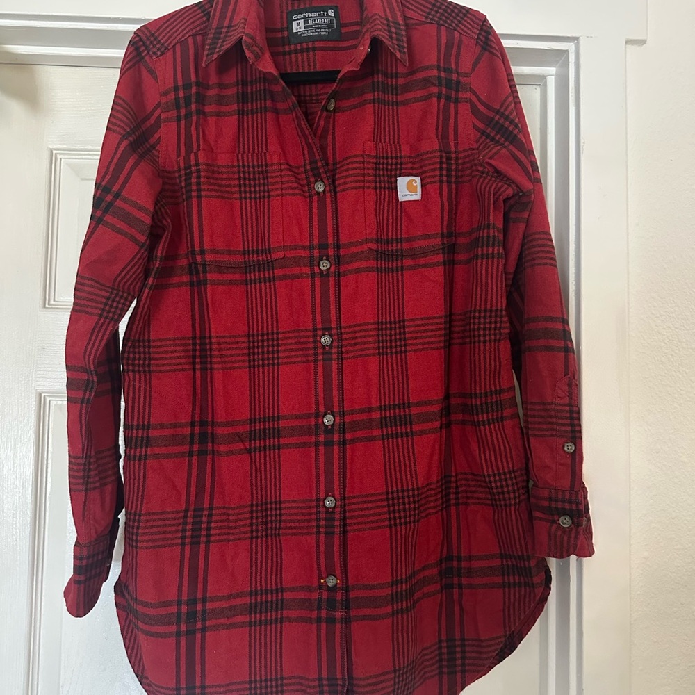 Carhartt Rugged Flex relaxed fit midweight flannel plaid tunic - worn once